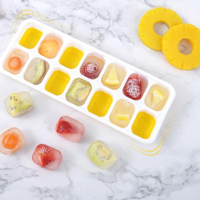 China Sustainable Reusable 14-Ice Silicone Cube Molds With Odorless Spill-Resistant Removable Lid For Whiskey And Cocktails Ice Cube Trays for sale