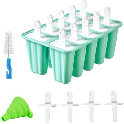 China Viable Popsicle Molds 10 Pieces Silicone Ice Pop Molds With Silicone Funnel Cleaning Brush Easy Release Ice Pop Maker for sale