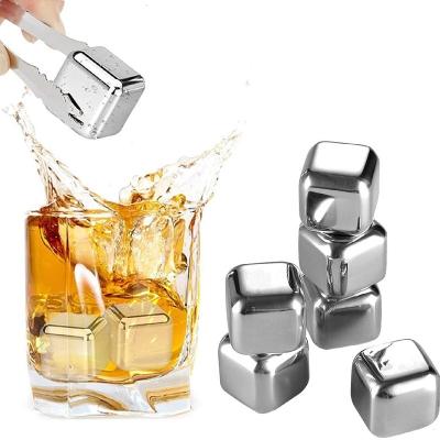 China 304 Viable Stainless Steel Freeze Metal 4pcs With Whiskey Stone Whiskey Rocks Stainless Steel Cooling Ice Cubes for sale