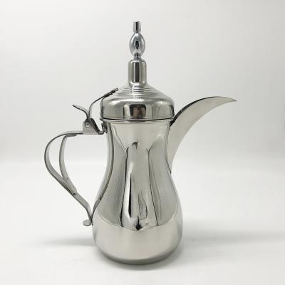 China Durable Stainless Steel Arabic Coffee Kettle Teapot 18oz Arabic Dallah Coffee Pot With Long Spout for sale