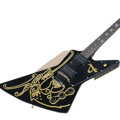 China All Player Flyoung Uncommon Shape Electric Guitar Black Cheap Price Guitar Gold Model for sale