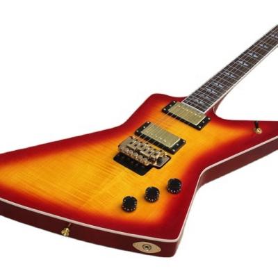 China All Player Flyoung Shape Unusual Cherry Sunburst Electric Guitar Floyd Rose Bridge Flame Maple Veneer for sale