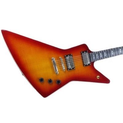 China All Player Flyoung Hot Sale Unusual Shape Cherry Sunburst Electric Guitar Cheap Price Guitar Flame Maple Veneer for sale