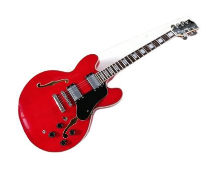 China Mahogany red body electric guitar with rosewood fingerboard, Chrome hardware, black pickguard, can be customized for sale