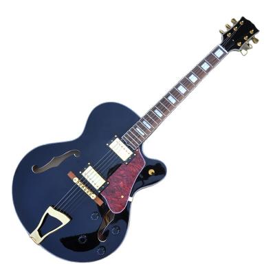 China All Player Flyoung Black Electric Guitar Side Hole Style Semi-hollow Electric Guitar OEM Electric Guitar for sale