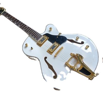 China All Player Flyoung Electric Guitar 6 String Electric Guitar Semi-hollow White Gold Materials for sale