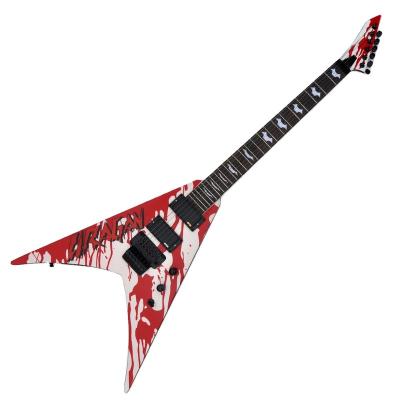 China All Player Flyoung Factory Vol V 6 Custom Electric Guitar Strings Stringed Instruments Sticker Pattern Red Guitar for sale