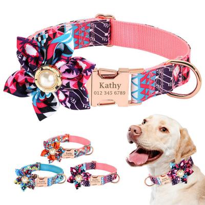 China Custom Made Custom Nylon Dog Cat Pet Collar Custom Coleira Pet Bridesmaid Fashion Dog Collars for sale