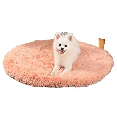 China Licky Waterproof Round Plush Bed House Dogs Anti-Slip Thermal Dog Cat Sleeping Tile Floor Mat Cotton Quilt Anti Slip Plush For Pet for sale