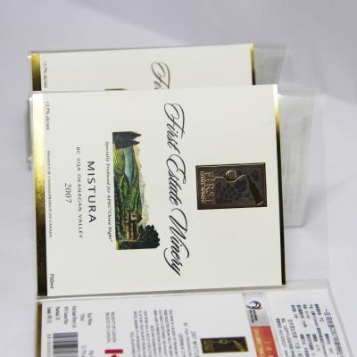 China Waterproof Different Wine Bottle Label Stickers Gold Foil Stamping Logo Sticker for sale