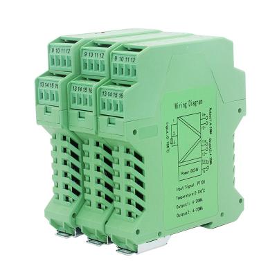 China PT100 Temperature Transmitter 4-20mA Din Rail Mounting Cu50 0-10v BSR Instrument Temperature Sensor for sale