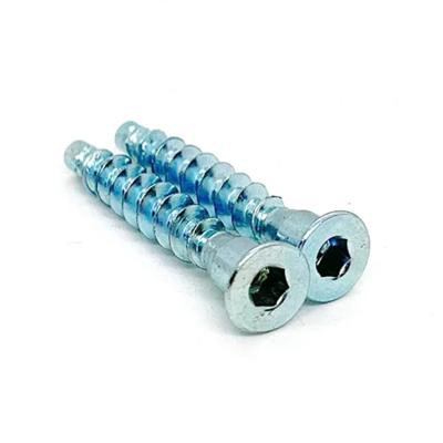 China M6.3 Standard Galvanized Furniture Hex Socket Flat Blue And White Galvanized Wooden Confirmat Screw for sale