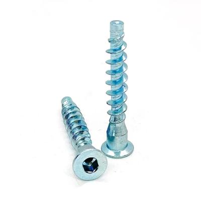 China Assembly Screw M6.3X 50Mm Flat Blue And White Galvanized Coarse Connecting Wood Screws Furniture Confirmat Screw for sale