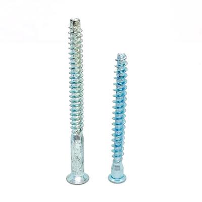 China Flat Blue And White Galvanized Galvanized Fastener Standard Hex Socket Furniture Confirmat Wood Screw for sale