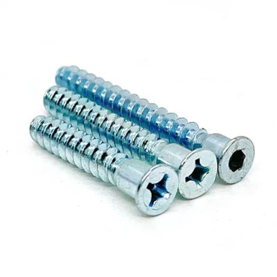 China Factory Wholesale Fastener Wood Furniture Confirmat Standard Blue White Plating Galvanized Screw for sale