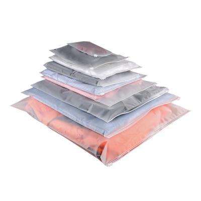 China Zipper Ziplock Disposable Logo Printed Frosted Plastic Bags For Clothes for sale