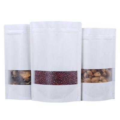 China Recyclable Brown Kraft Zip Lock And White Kraft Craft Paper Stand Up Pouches Food Packaging Zipper Bags With Window for sale