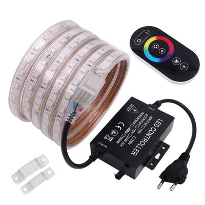 China Garden 5050 Neon Flex 220v RGB Led Strip Light With Remote Controller for sale