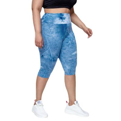 China Breathable Plus Size Tie Dye Effect Women Shorts Gym Fitness Plus Size Yoga Shorts Sports Booty Shorts Daily Casual Gym for sale