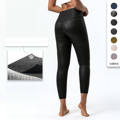 China New Arrival Matte Faux Leather Womens High Waist Trainer Yoga Pants For Womens Breathable Running Leggings Fitness Gym Workout Leggings for sale