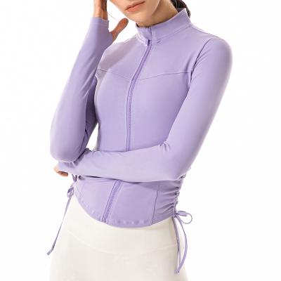 China Wholesale Breathable Women Slimming Yoga Fit Jackets Female Gym Exercise Sports Tops Zipper Coats With Thumb Hole for sale