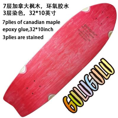 China Adult Gulugulu Pro Surf Skateboard Decks Surf Skate Canadian Maple Deck 7plies With 3plies Stained 32*10inch for sale