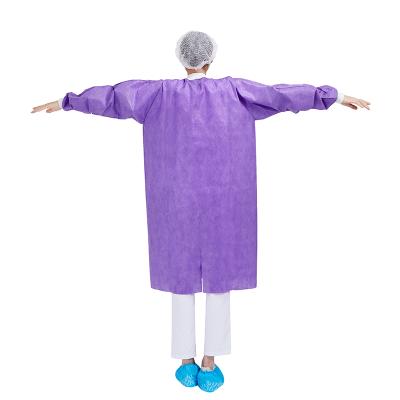 中国 Non woven disposable purple SMS lab coat 38gsm 販売のため