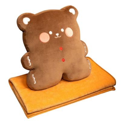 China CE standard good quality eco-friendly biscuit bear plush cuddly pillow with cover for sale