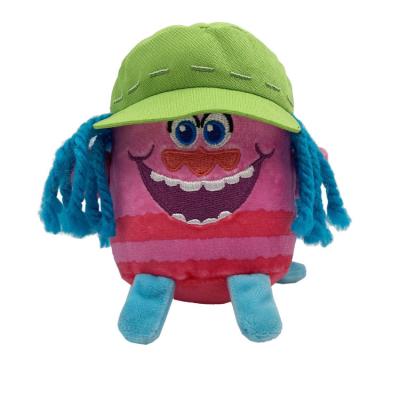 China Customized Creative Stuffed Cute Laughing Plush Toy Eco-friendly New Design Toy With Green Hat for sale