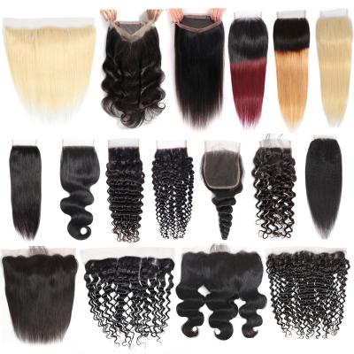 China 100% Remy Hair Lace Closure Free Shipping Human Hair Wholesale Bundles 5x5 6x6 13x4 13x6 With 4X4 Lace Closure Lace Front Cheap HD Lace Closure for sale