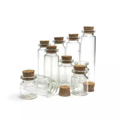 China Gift & Craft Empty 1.5ml 3ml 5ml 10ml 15ml 20ml 30ml Vials Clear Mini Sample Jars Glass Bottles with Corks for sale