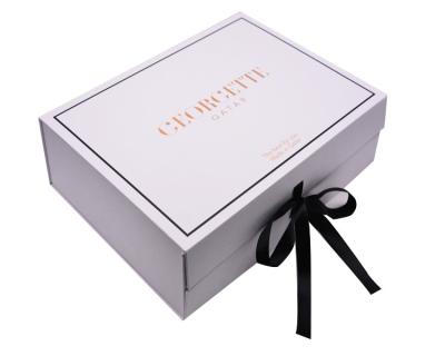 China Wholesale Custom Recyclable Valentine Foldable Cardboard Magnetic Storage Box With Ribbon Wedding Dress Cosmetic Gift Box Luxury Packaging for sale