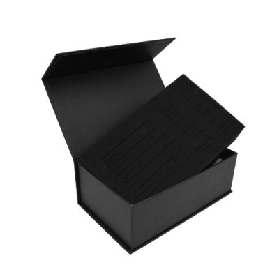 China Recyclable Wholesale Custom Logo Black Cardboard Gift Box Shoes Clothes Wig Packaging Boxes With Sponge Insert for sale