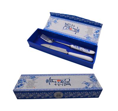 China Custom Recyclable Chinese Style Handmade Cardboard Magnetic Logo Printing Box Tableware Gift Packaging Box For Cutlery Set Flatware for sale