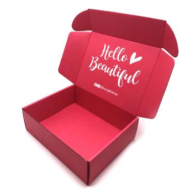 China Recycled Materials Custom Printed Holographic Pink Holographic Corrugated Box Mailing Mailer Box for sale