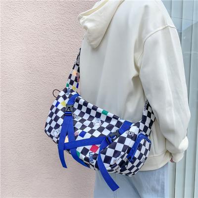 China Multifunctional Women Outdoor Travel Cross - Female Teenagers Hip Hop Street Plaid Bum Bag Checked Messenger Shoulder Bag Body for sale