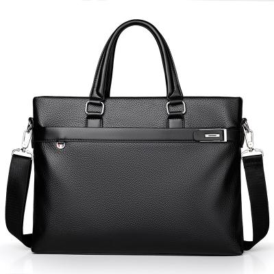 China PU Men's Leisure Business Soft Leather Briefcase High Quality Tablet Pack Conference Shoulder Laptop Bag Male Work Bag Office Staff for sale