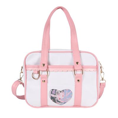 China High quality Kawaii Japan style jk girls leather AIE packaging handbag transparent custom heart-shaped clear window bag PVC cute cosplay for sale