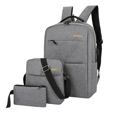 China With Custom Made Polyester Urban Daily Gray Color Pack Fashion USB Charging School Backpack Simple Bag In Low Price For Teenagers for sale