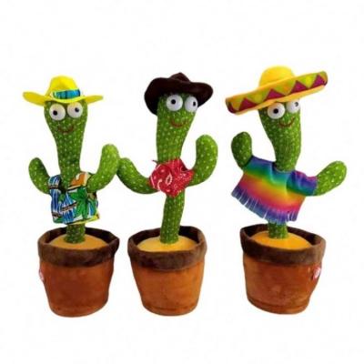 China 2022 Hot Selling Cute Yuniq Christmas Gift Stuffed Flowerpot Cute Plush Twisting Dancing Cactus Singing Music Filler Toy for sale