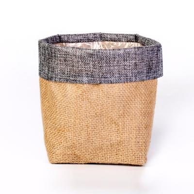 China Europe modern home decoration multi function double layer flower pot cover with plastic jute planter liner cover for sale