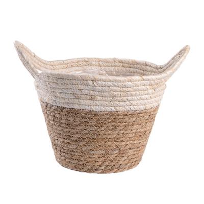 China HXT SEA GRASS ROUND BASKET Sustainable WITH HANDLE for sale