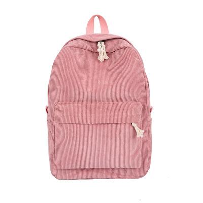 China Hot Sale Teenage Girls Corduroy Design Anti-theft School Striped Outdoor Casual Rucksack Travel Backpack Women for sale