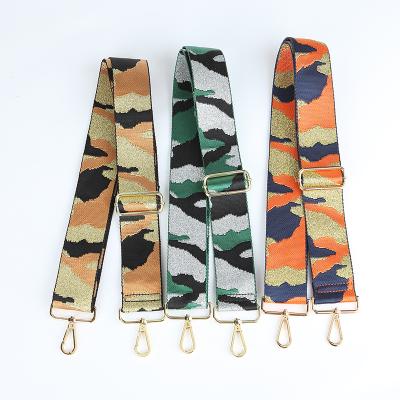 China 2021 Hot Selling Party Fashion Adjustable Multi Color Glitter Purse Strap Camouflage Webbing Shoulder Bag Strap for sale