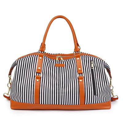 China New Style Large Capacity Gym Printed Striped Tote Bag Oxford Women Weekend Travel Gym Duffel Bag Custom for sale