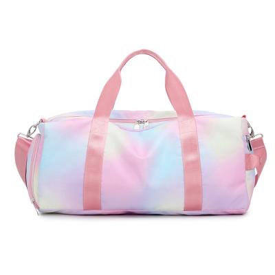 China 2021 Fashion Large Capacity Duffle Sports Custom Colorful Logo Tie Dye Travel Bag Shoe Compartment Gym Bag For Women for sale