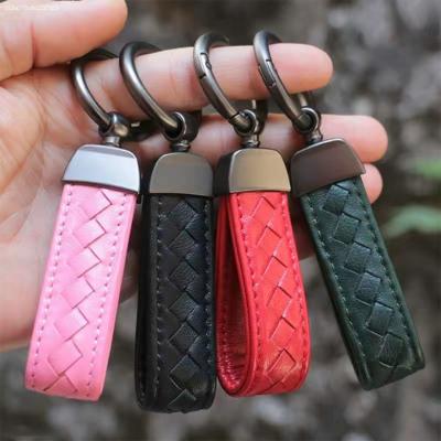 China Daily Life Personalized Single Genuine Leather Car Key Chain Key Ring High Quality Custom Metal Simple Leather Key Chain for sale