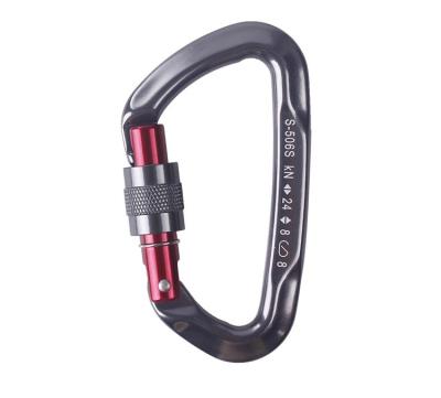 China Wholesale High Quality Aviation 7075 Aluminum Lanyard Adjust Locking Airdrop Carabiner Climbing With Door L Type Screw Hook for sale