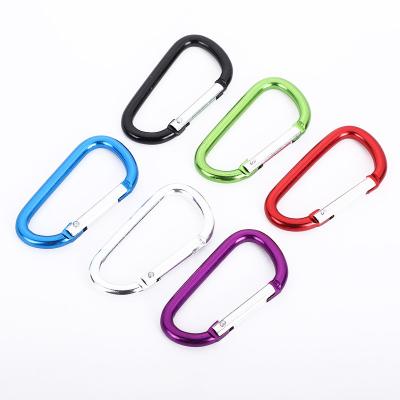 China Chinese Manufacturers Aluminum Alloy Custom Carabiners For Key Laser Engraved Logo No.5 D Shape Aluminum Carabiner Clip Hooks for sale