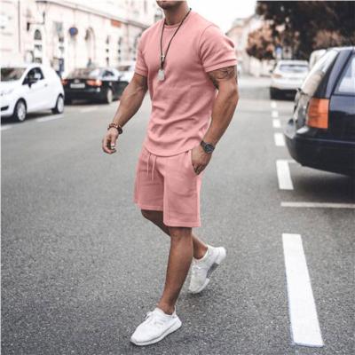 China Summer Breathable Wholesale Men's Fitness Leisure Customization New Products Short Sleeve T-shirt 2 Sets for sale